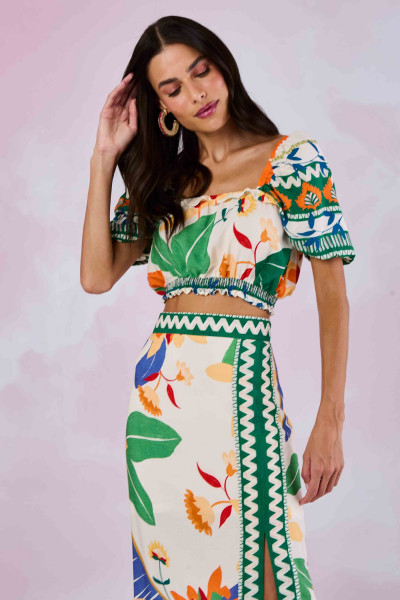 Blusa Cropped Nicole Estampado