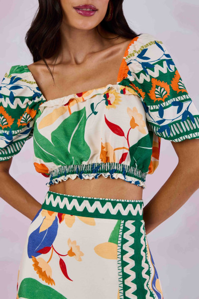 Blusa Cropped Nicole Estampado