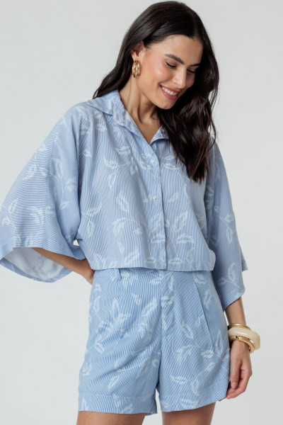 Camisa Celina Folhas Estampado