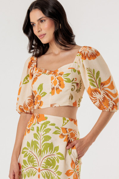 Blusa Cropped Juliana Estampado 